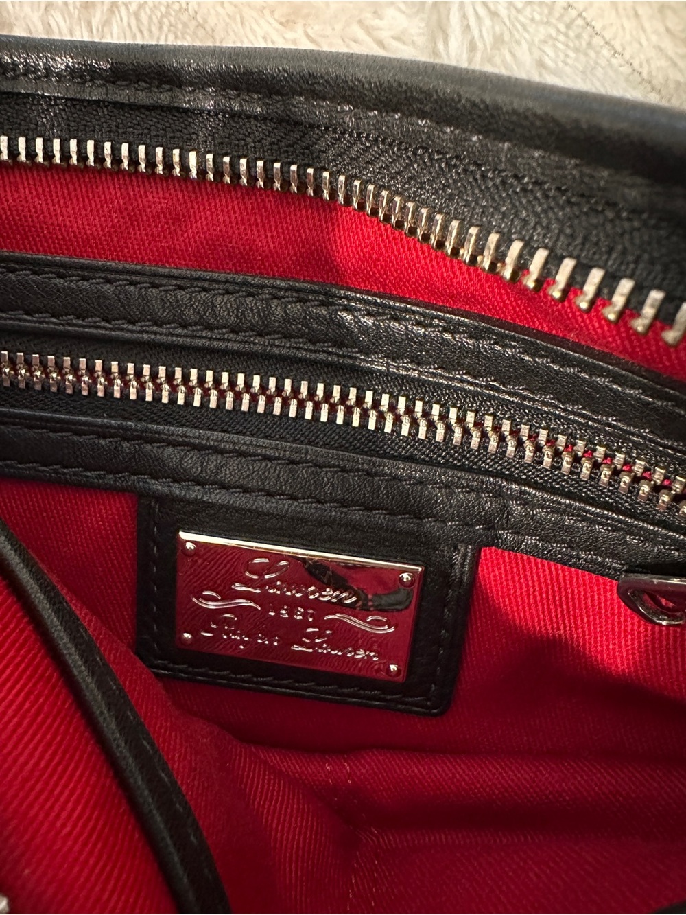 RALPH LAUREN VTG Black Leather Crest Crossbody Bag - Picture 6 of 13